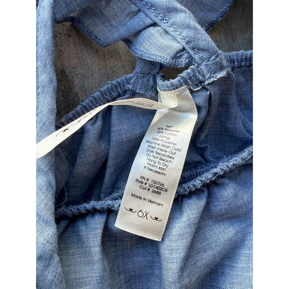 HEART AND ARROW Chambray Embroidered Ruffle Boutique Party Summer Sundress 6 6X - Picture 6 of 8